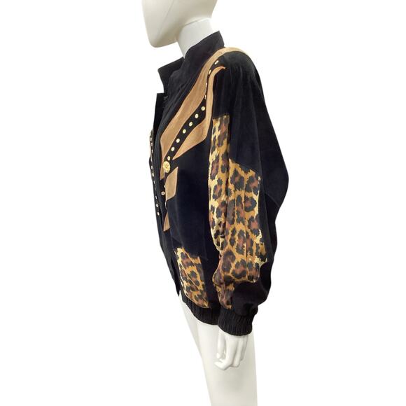 Vintage Elegantissimo Firenze Jacket Women’s Size L/XL 80’ Leather Animal Print - Picture 3 of 6